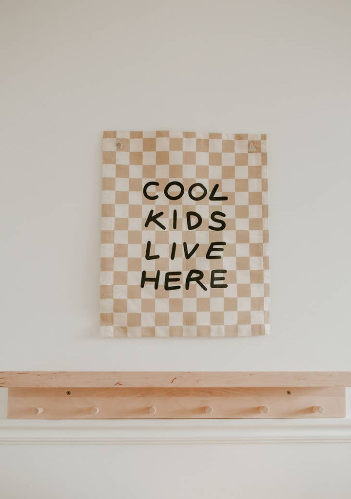 Cool Kids Banner - Checkered Taupe