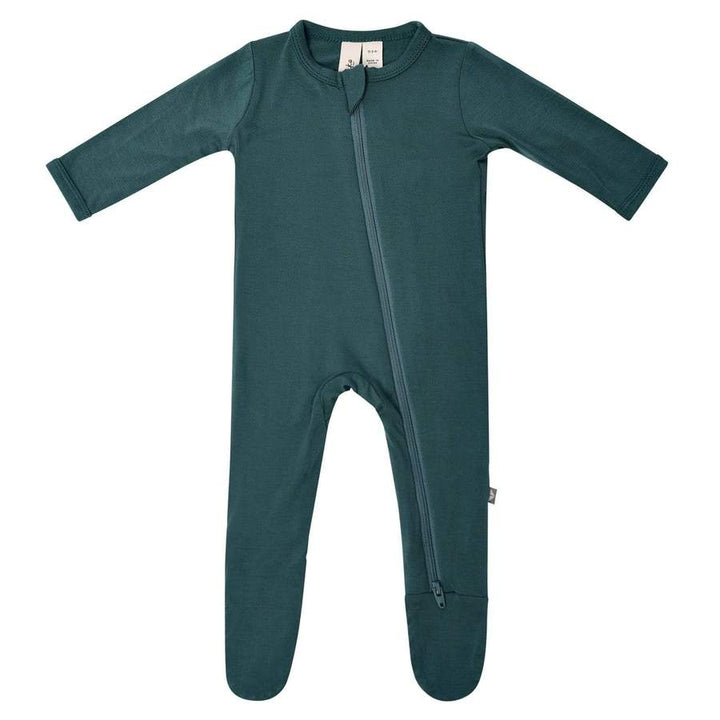 Emerald Zipper Footed Romper