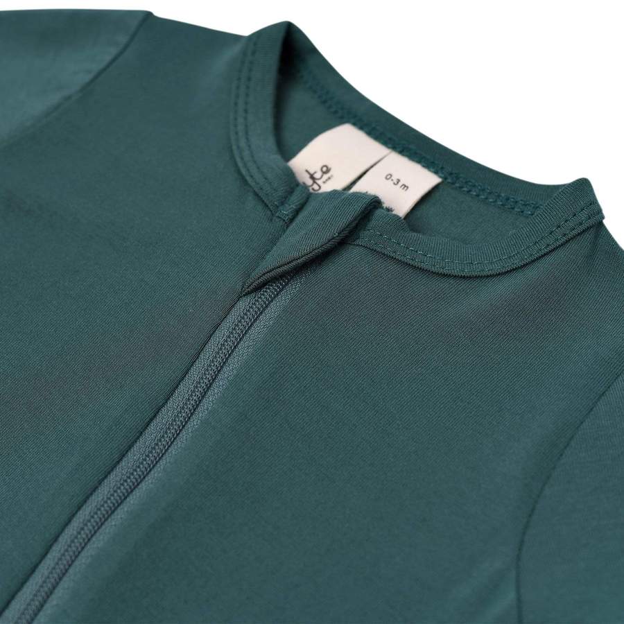 Emerald Zipper Footed Romper