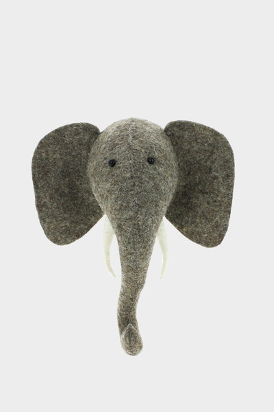 Mini Elephant with Tusks Wool Mount