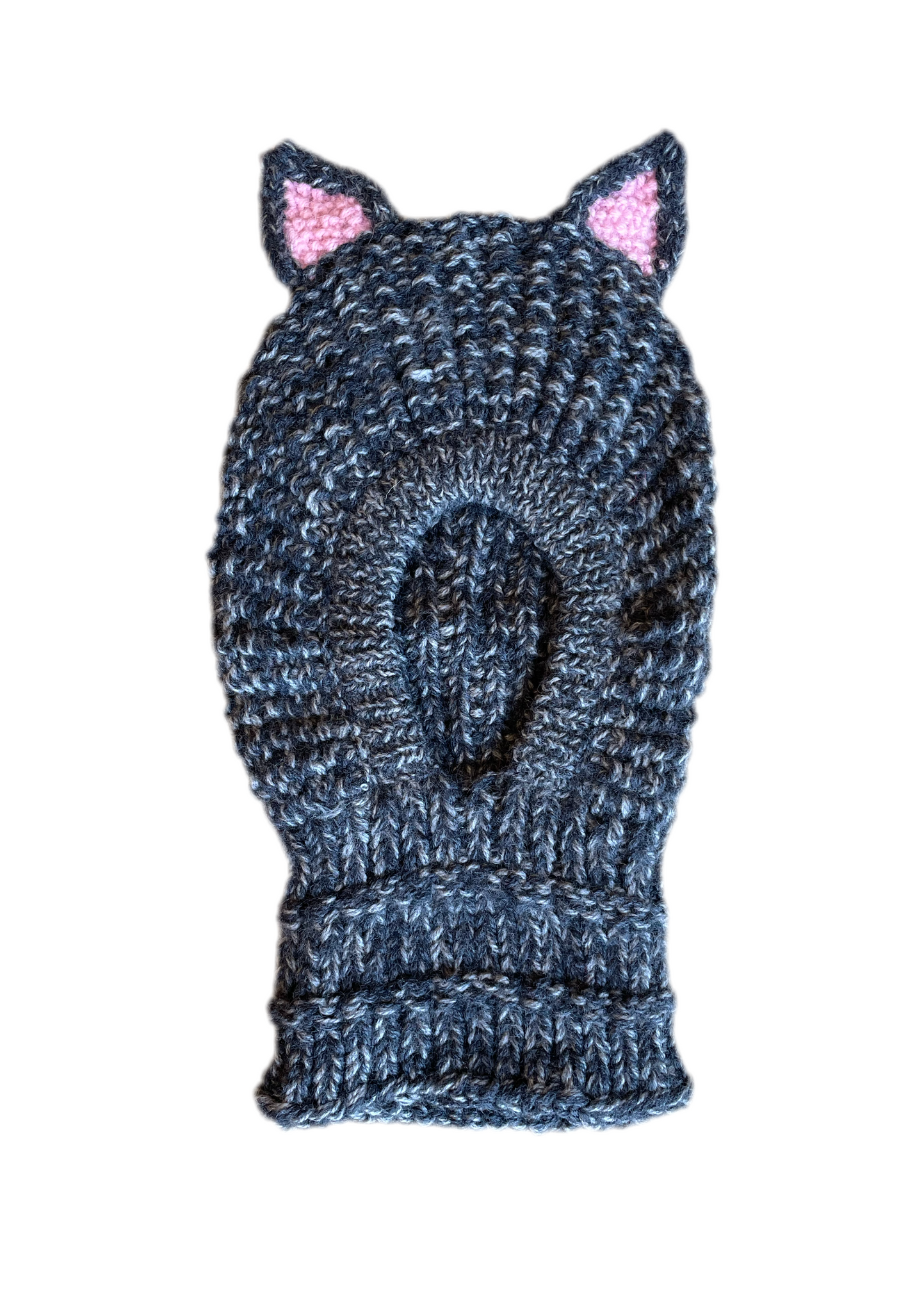 Charcoal Heather Cat Wool Animal Hood