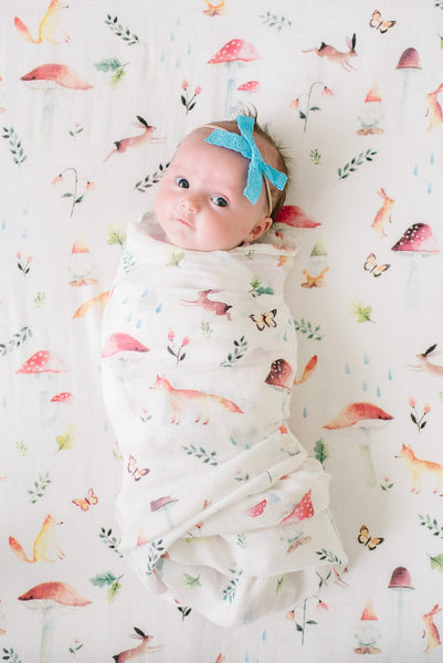 Muslin Swaddle Blanket - woodland gnome