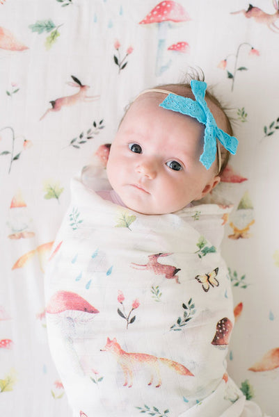 Muslin Swaddle Blanket - woodland gnome