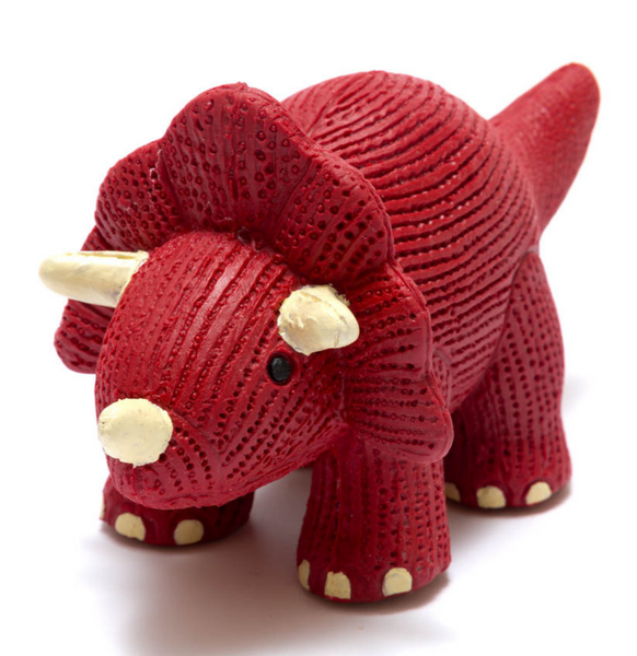 Natural Rubber Red Triceratops Dinosaur Toy