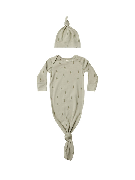 Pistachio Trees Knotted Gown & Hat Set