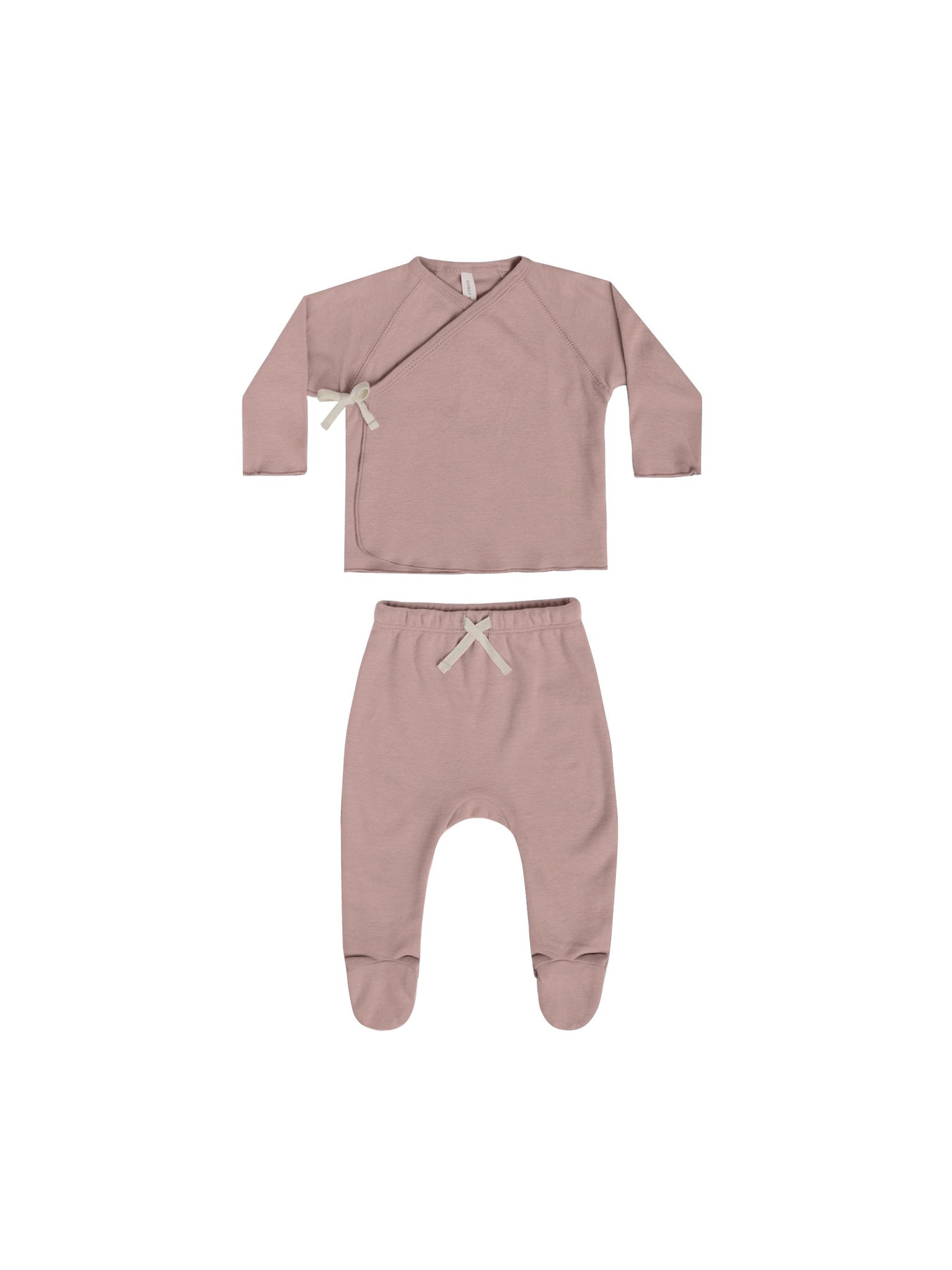 Lilac Pointelle Wrap Top + Footed Pant Set