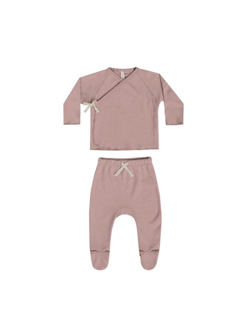 Lilac Pointelle Wrap Top + Footed Pant Set