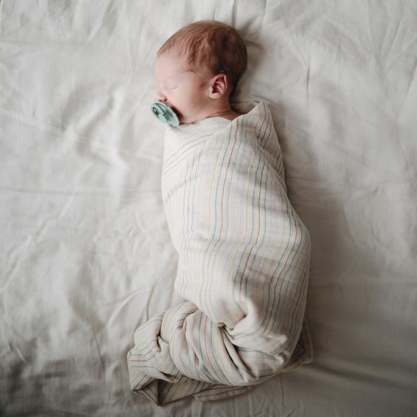 Organic Muslin Swaddle Blanket Retro Stripes