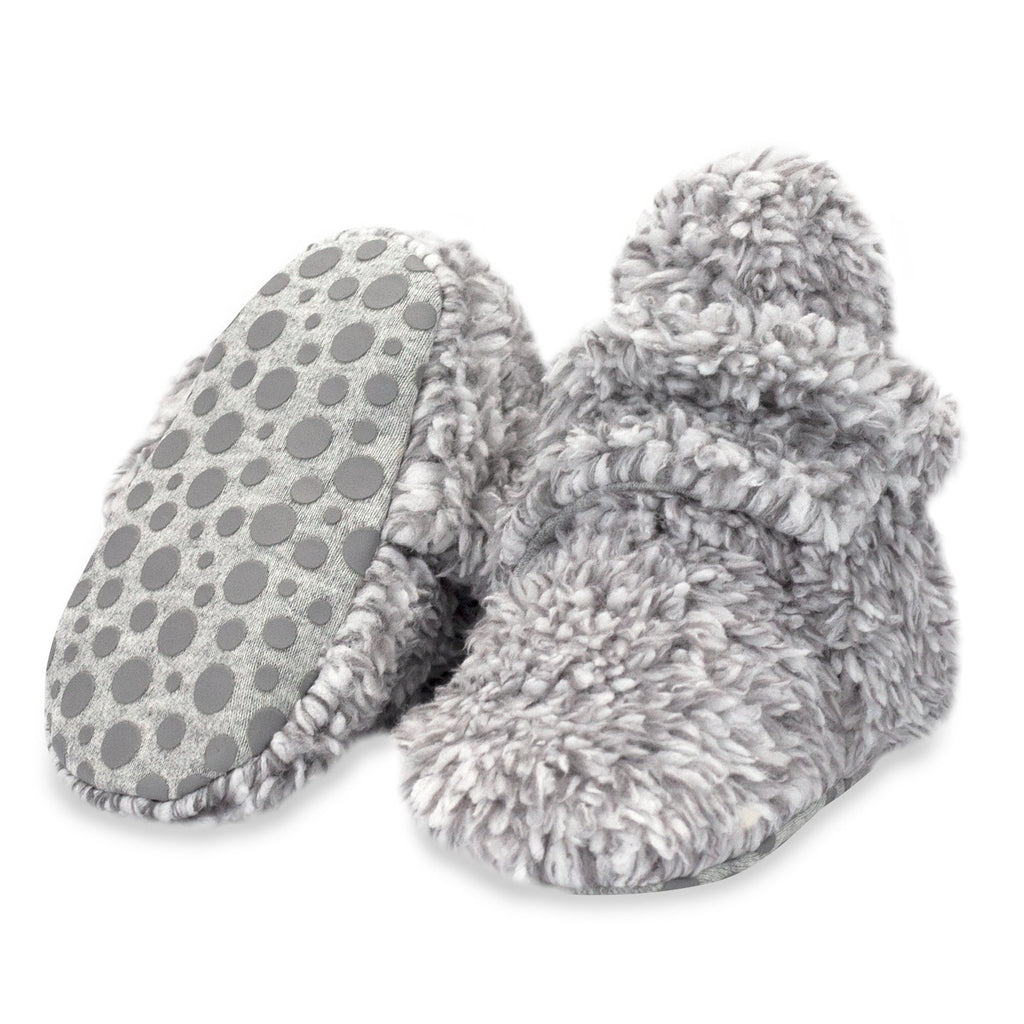 Furry Heather Gray Gripper Booties