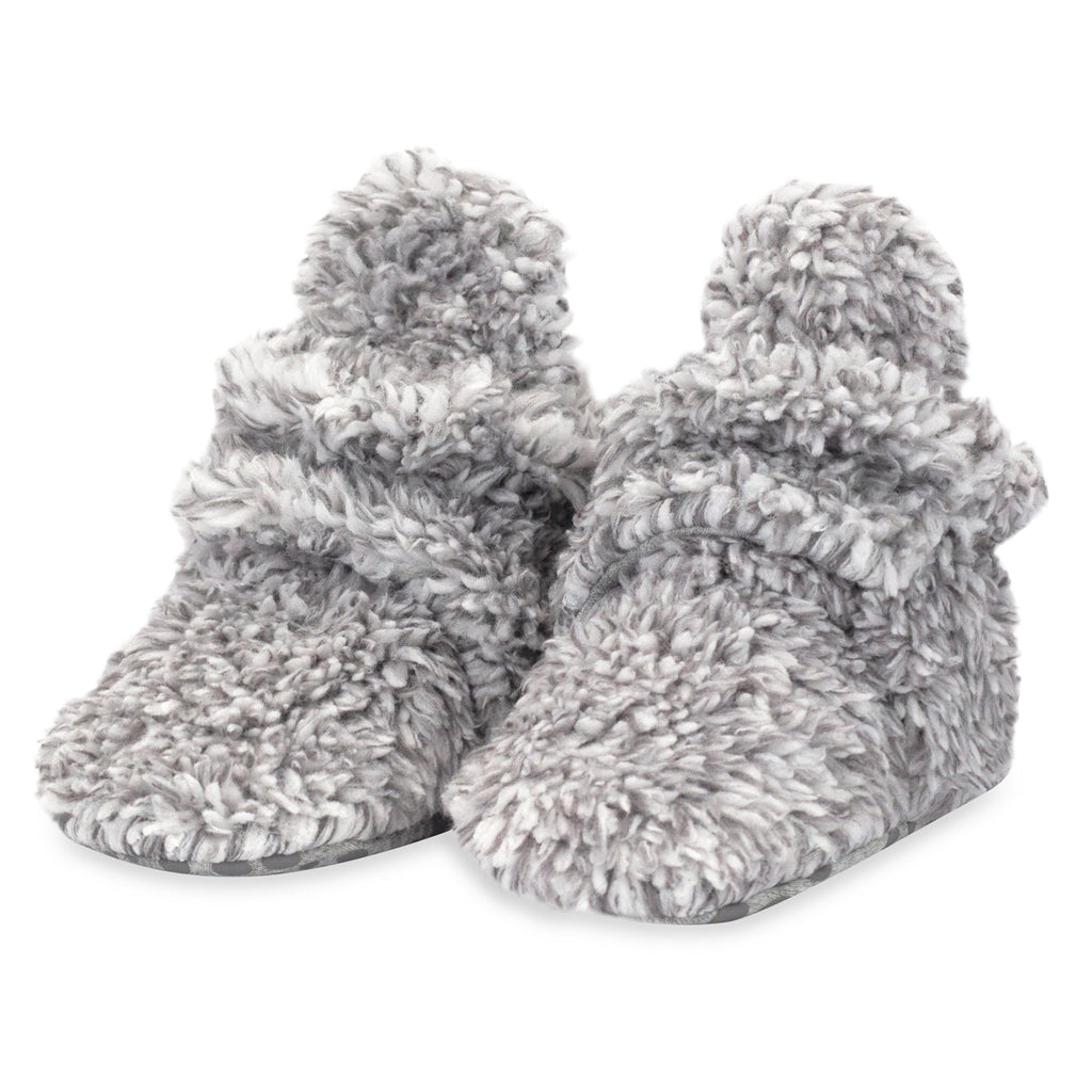 Furry Heather Gray Gripper Booties